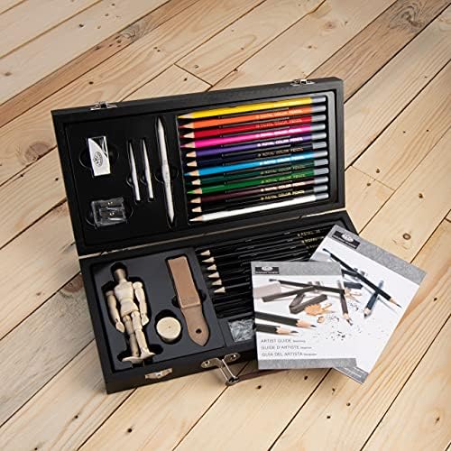 KIRÁLYI ECSET Essentials Művészeti Vonalvezetés, illetve Rajz Művész Készlet Kezdőknek, Többszínű, 32 Db (1 Csomag)