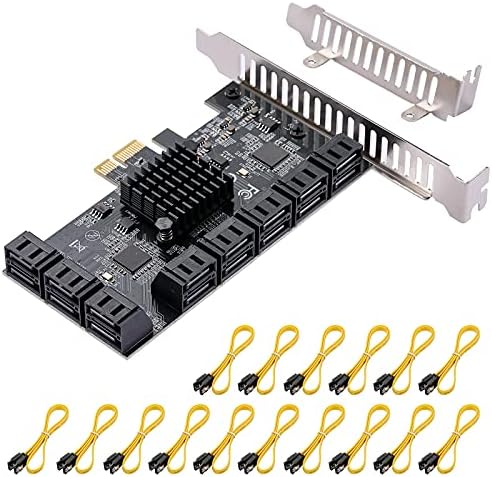 JKTINK PCI Express 16 ports1X Kártya, 6 Gbps SATA 3.0 Vezérlő, PCIe bővítőkártya, Non-Raid, Támogatja a HDD-t, Alacsony Profilú