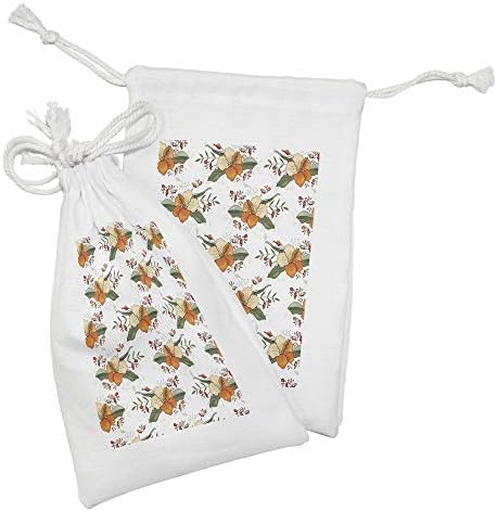 Ambesonne Virágos Szövet táska 2, Vintage Művészeti Minta Rendkívül Részletes Nyíló Virág Vázlatok Mintával, Apró Kockás Táska