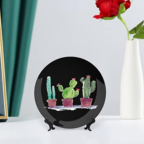 Akvarell CactusCustom Fotó porcelán Díszítő Lemez Személyiség Kerámia Tányér Mesterségek, a Nők, Férfiak, Ajándékok, Display Állvány
