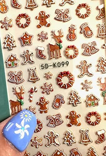 Mézeskalács Karácsonyi 3D-s Köröm Matrica, Matricák, Dekorációk, Egy Teljes Lemez, Mintegy 77 Matricák
