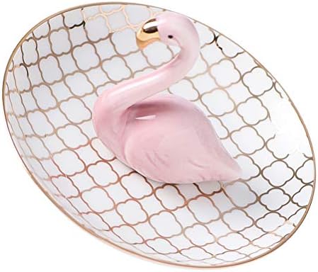 Cabilock Gyakorlati 1db Flamingo Alakú Ékszer Tányér Finom Kerámia Bizsu Tálca Elegáns Tároló Edényt a Gyűrűk Kulcsok Fülbevaló