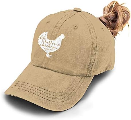 Élet Jobb Csirkék Körül Vintage Állítható Lófarok Cowboy-kalapot Tornaterem Sapkák Női Nők Ajándékok