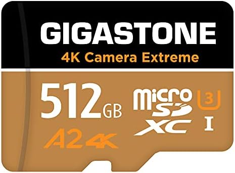 [5-Év Ingyenes adatmentés] Gigastone 512 gb-os Micro SD Kártya, 4K Kamera Extrém, MicroSDXC Memóriakártya GoPro, Akció Kamera, Nintendo-Kapcsoló,