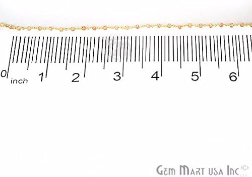 3 Ft Barna Cirkon Csiszolt Gyöngyök Rózsafüzér, 2.5-3 mm 24 karátos Aranyozott Vezeték Csomagolva Rózsafüzér Lánc (GPBR-30050)