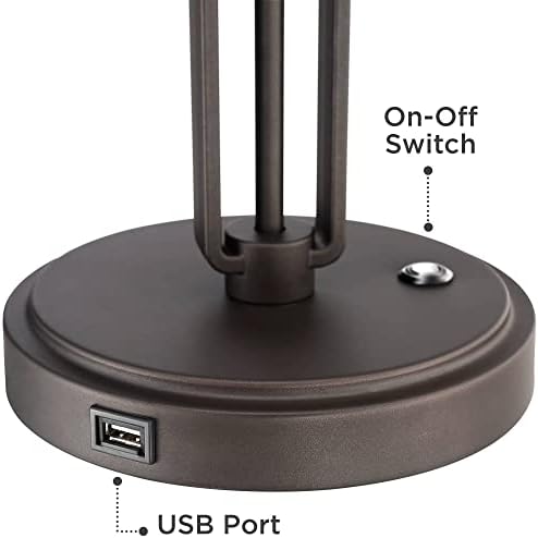 Franklin Vas Működik Tengelyt, Rusztikus Parasztház asztali Lámpa 25 Magas Töltés USB Port Olajjal Dörzsölte Bronz LED Állítható Fém Árnyékban