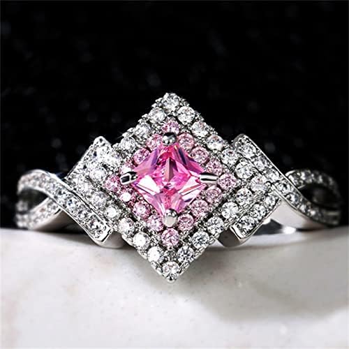 2023 Új Ékszer Cirkon Gyémánt Gyűrű Gyűrű, Ajándék, Női Kreatív Rózsaszín Zenekar Gyűrűk a Nők (Rózsaszín, 8)