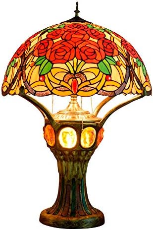 Tiffany Stílusban Festett Üveg asztali Lámpa Rózsa Minta High-end Nagy Nappali, Hálószoba, asztali Lámpa Európai Klasszikus Szálloda
