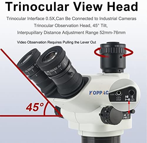 KOPPACE 6.7 X-45X Trinocular Sztereó Mikroszkóp Folyamatos Zoom Objektív.