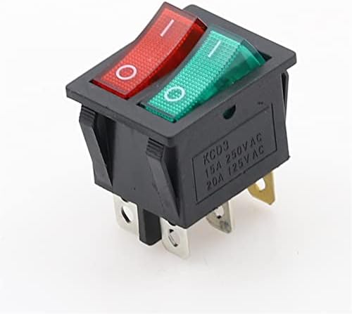 1db Dupla Billenő Kapcsoló DPST 6 Pin Ki-Be a Zöld + Piros Lámpa 20A 125VAC Reteszelő Kapcsoló (Szín : 3)