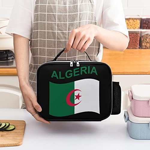 Zászló Algéria Hordozható Ebéd Táska Szigetelt Újrafelhasználható Étkezés Doboz PU Élelmiszer-Tartály Felnőtt Férfiak Nők Hivatal