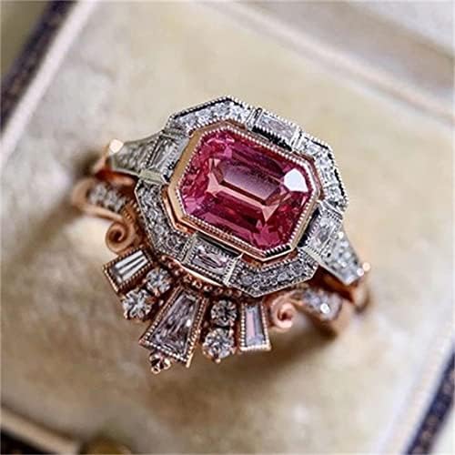 2023 Új Ékszerek, Gyűrű, Körben Aranyozott Női Ékszerek Piros Gyűrű Fényes Divat Kő Elkötelezett Gyűrűk Lepke Gyűrű (Rose Gold, 10)