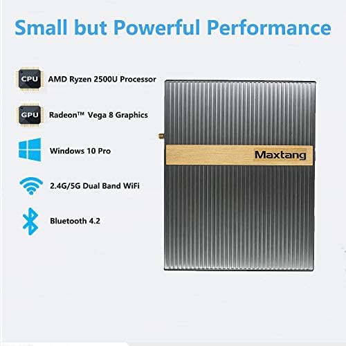 Maxtang Ryzen 5 2500U, Mini Pc, Számítógépes Játékokhoz, HD Grafikus 4K Kettős Kimenet, Gigabit Etherent WiFi Bluetooth (8GB DDR4 256 gb-os
