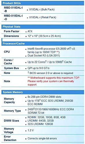 Supermicro Kettős LGA2011, Intel C612, DDR4, SATA3 & USB3.0, A & 2GbE, Szerver, ATX Alaplap X10DAL-i-O