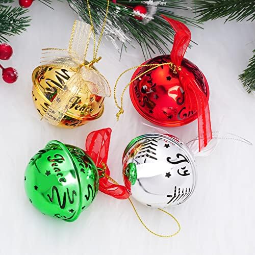 4 Db Karácsonyi Jingle Bells Dísz, Fém, Rusztikus Jingle Bell, Karácsonyi Ünnep Party Kellékek a karácsonyfa Dísz, 2.76-Hüvelyk Átmérőjű