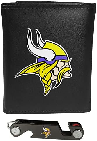 Siskiyou Sport NFL Minnesota Vikings Bőr Tri-fold Tárca & Kulcs Szervező, Egy Méret, Fekete