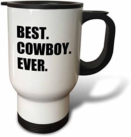 3dRose Legjobb Cowboy Valaha Szórakoztató Szöveg Ajándék Minden Amerikai Farmer Motoros Srácok Utazási Bögre, 14 oz, Többszínű