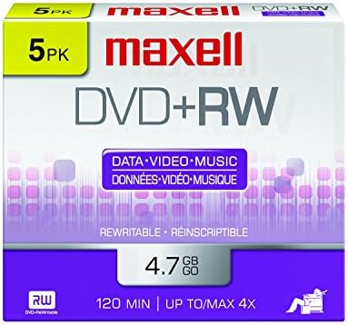 Maxell 634045 DVD-RW Üres Lemez - Újraírható 4,7 Gb Karcsú tokjában, 120min & Max Akár 4x, Kiváló Archív Élet Digitális Tárolás