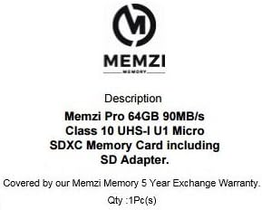 MEMZI PRO 64 GB Class 10 90MB/s Micro SDXC Memória Kártya SD Adapter Samsung Galaxy S8, S8+, S8 Plusz, S7, S7 Szélén, S7 Aktív mobiltelefon