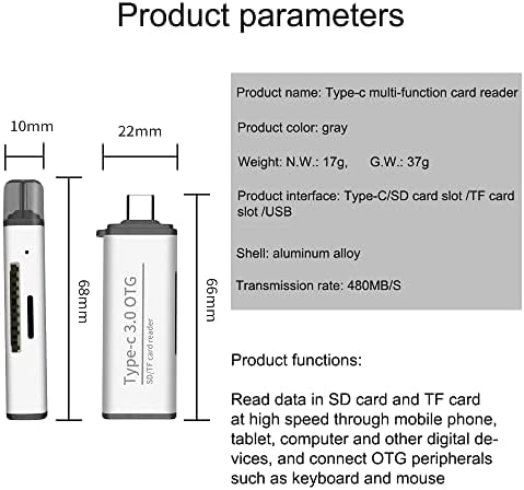 POMDKAZ USB-C-Kártya Olvasó USB3.0 OTG Adapter,Olvassa el az Adatokat SD vagy Micro SD/TF Kártya Nagy Sebességgel Keresztül C-Típusú