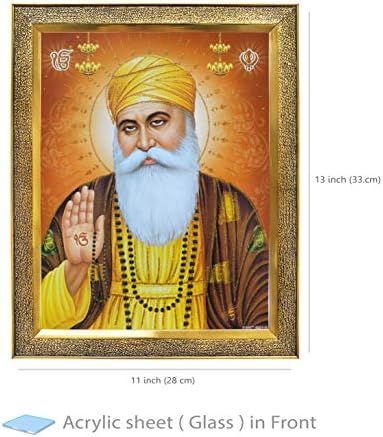 KHANNA Guru Nanak dev ji Képkeret Falra/Ajándék/Templom/puja Szoba/lakberendezés Arany Keret, Törhetetlen Akril Üveg Istentisztelet